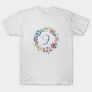 Floral Monogram Z Colorful Full Blooms T-Shirt